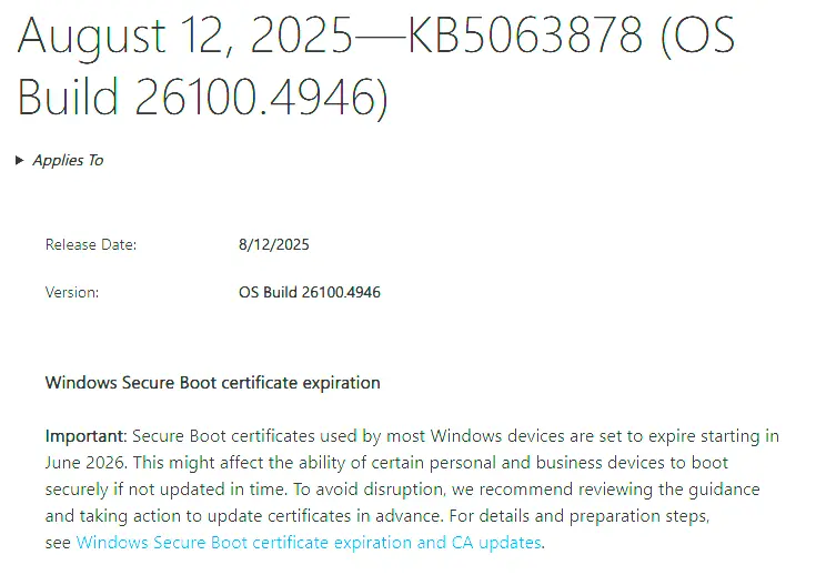 How to Handle Issues with Windows Update KB5063878 (August 12, 2025)